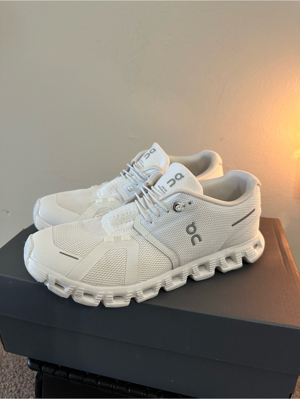 On Cloud 5, Women’s “All White” Sneakers. Size 8